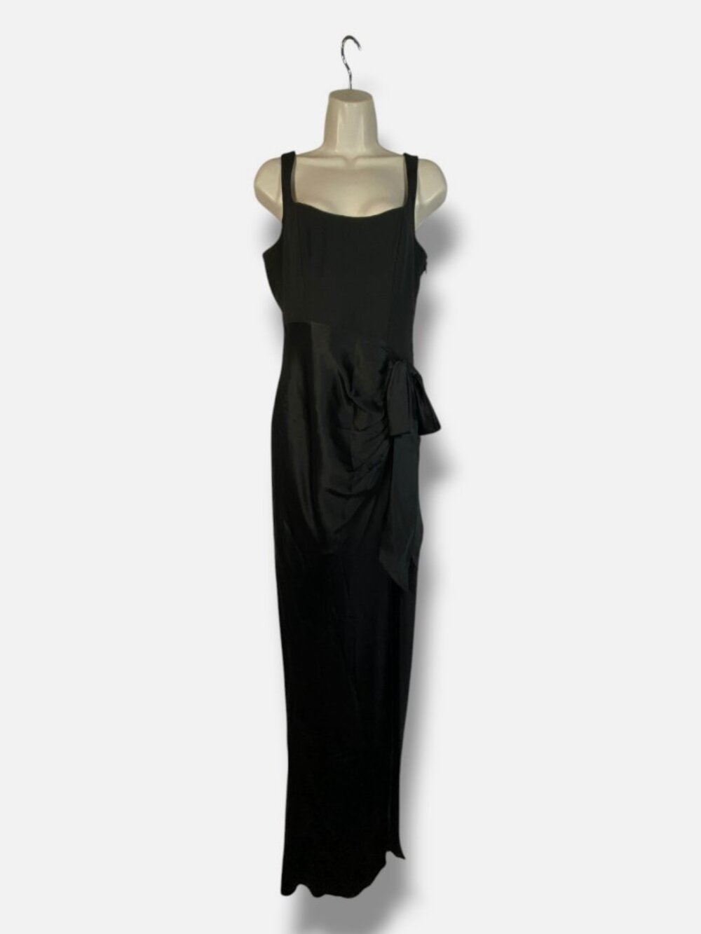 Cinq a Sept Women's Black Marian Mix Media Side Ruched Gown Dress Size 8